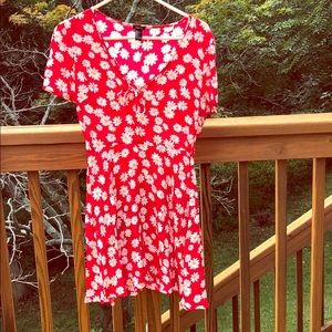 Red sun dress with white flowers!
